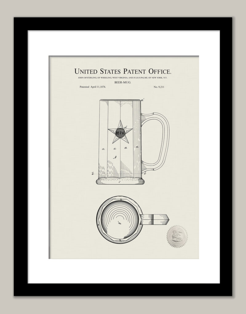 Beer Mug | 1876 Patent Print