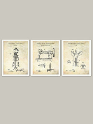 Vintage Sewing Patents Print Set