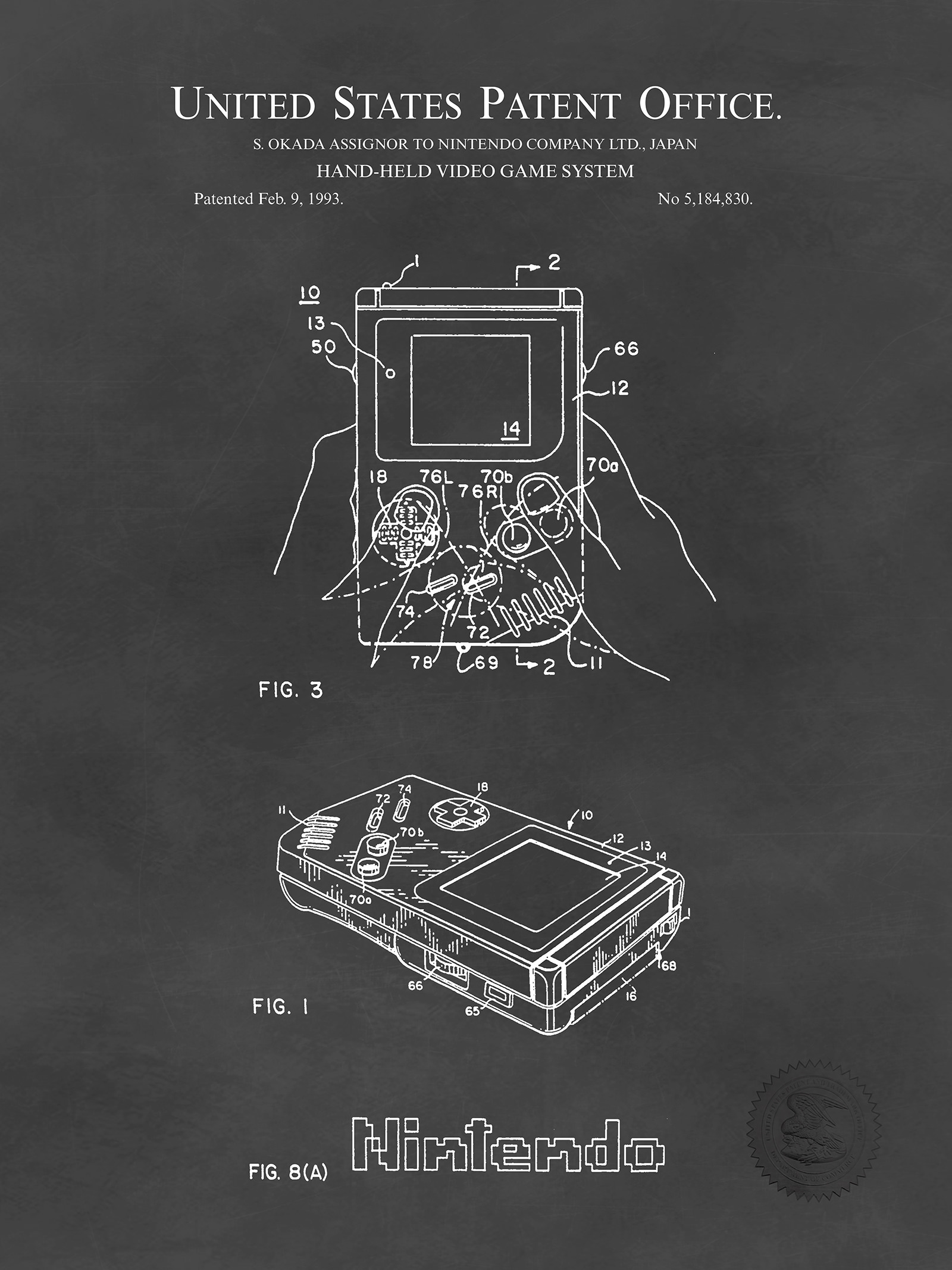 undertøj loop udluftning Nintendo Gameboy print - 1933 Patent – The Patent Print Shop