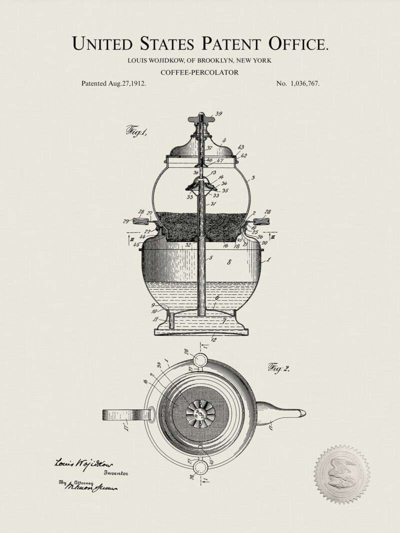 Coffee Percolator | 1912 Patent Print