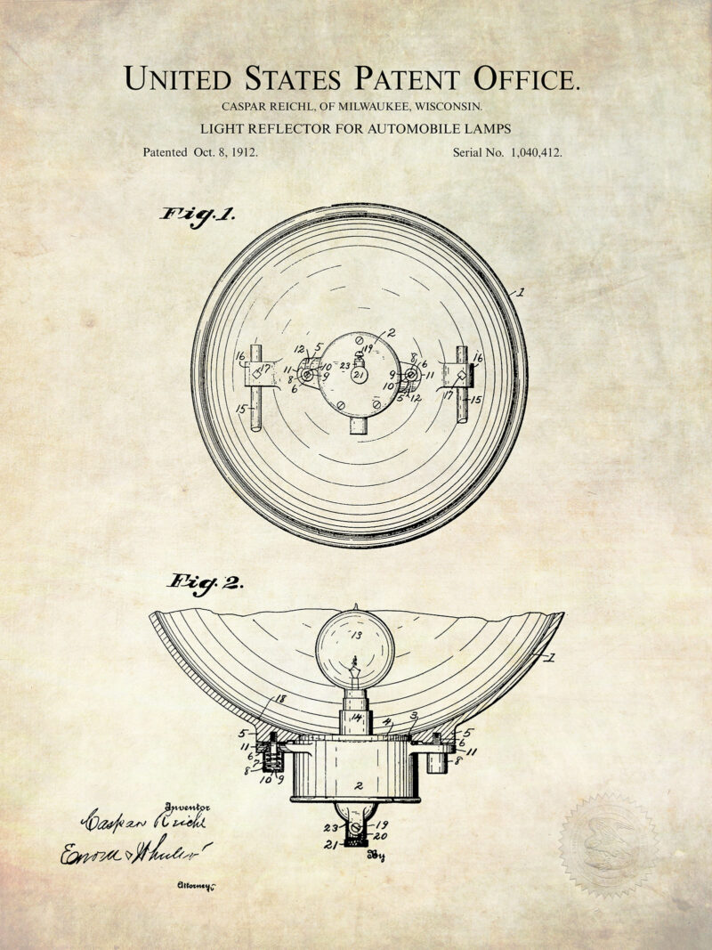 Auto Headlight Design | 1912 Patent