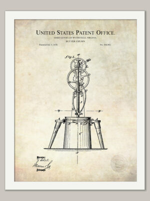 Butter Churn | 1873 Patent Print