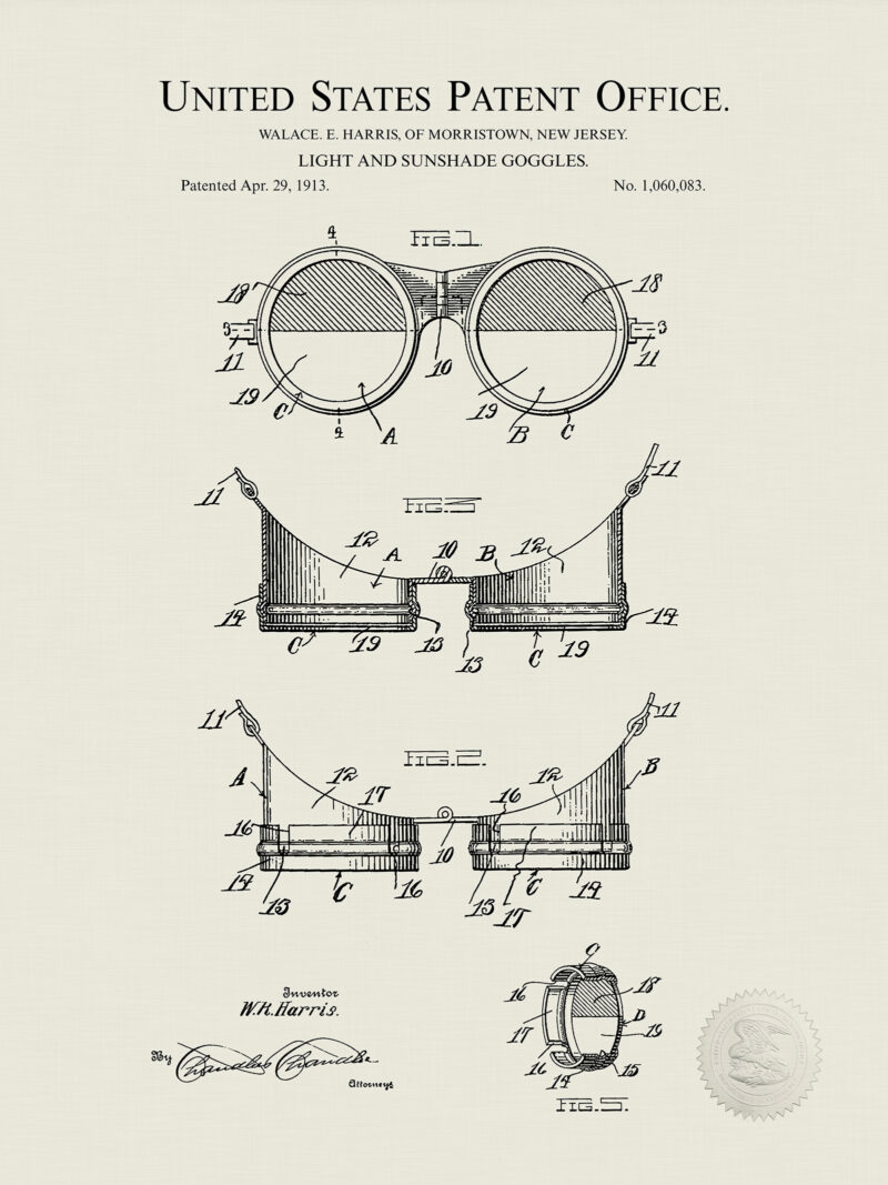 Sunglass Design | 1913 Patent
