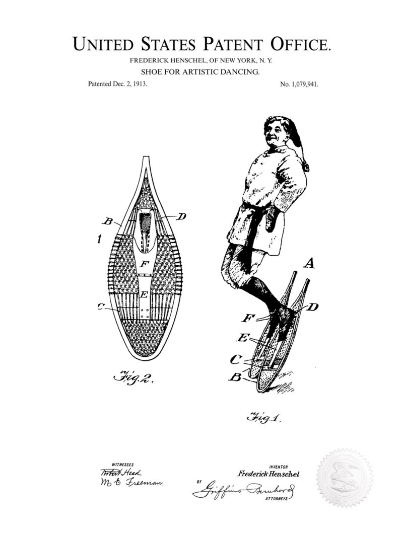 Dancing Shoes Design | 1913 Patent Print