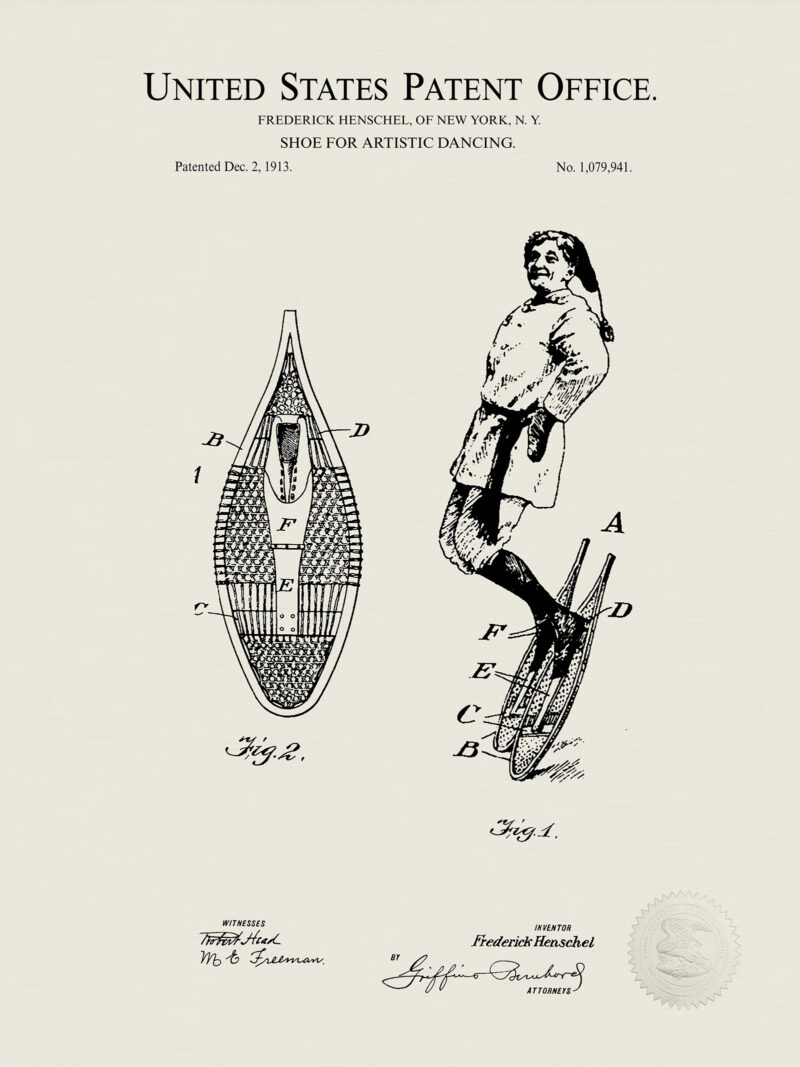 Dancing Shoes Design | 1913 Patent Print