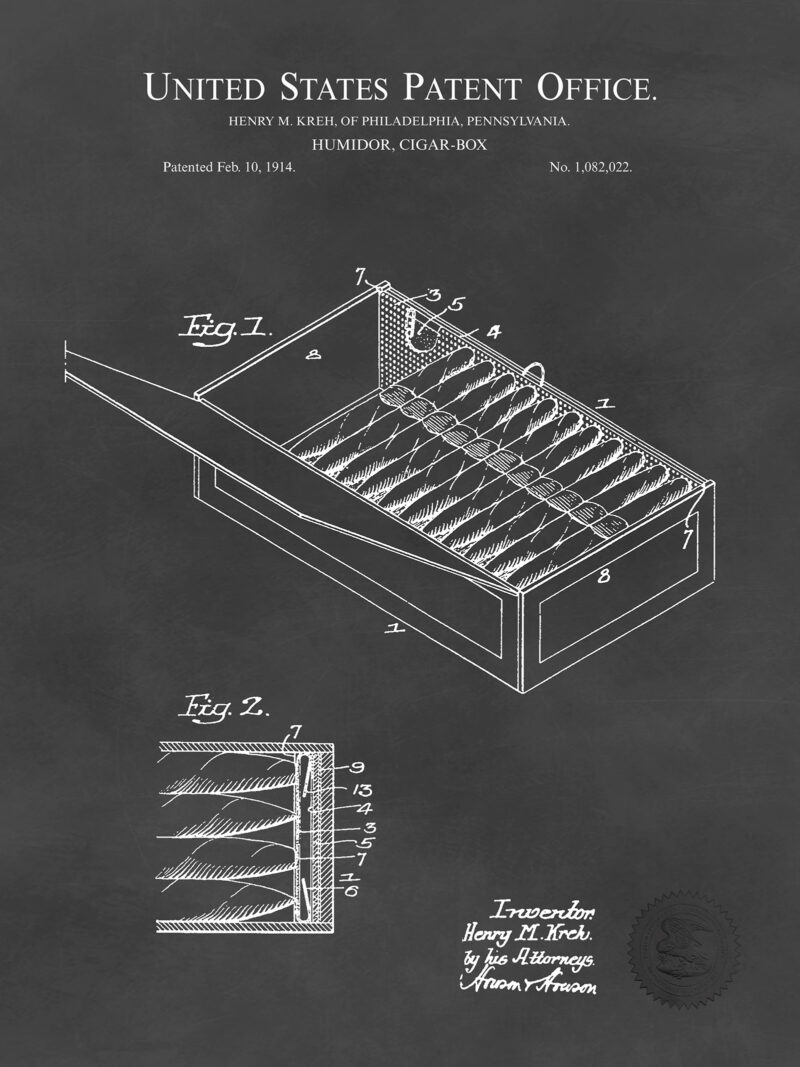 Cigar Humidor Box | 1914 Patent