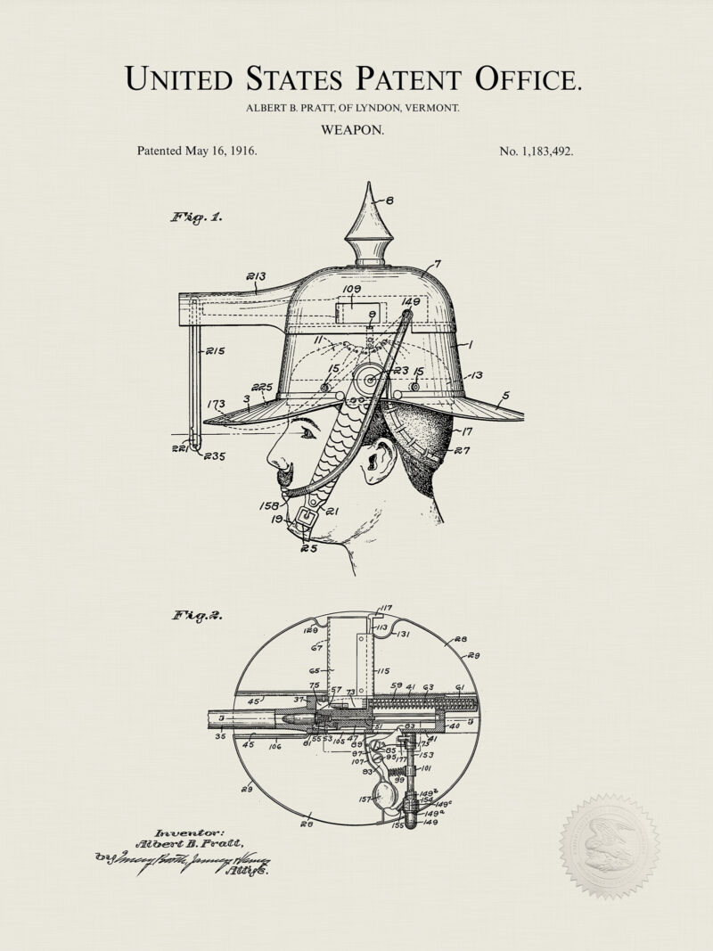 Hat Gun Invention | 1916 Patent Print