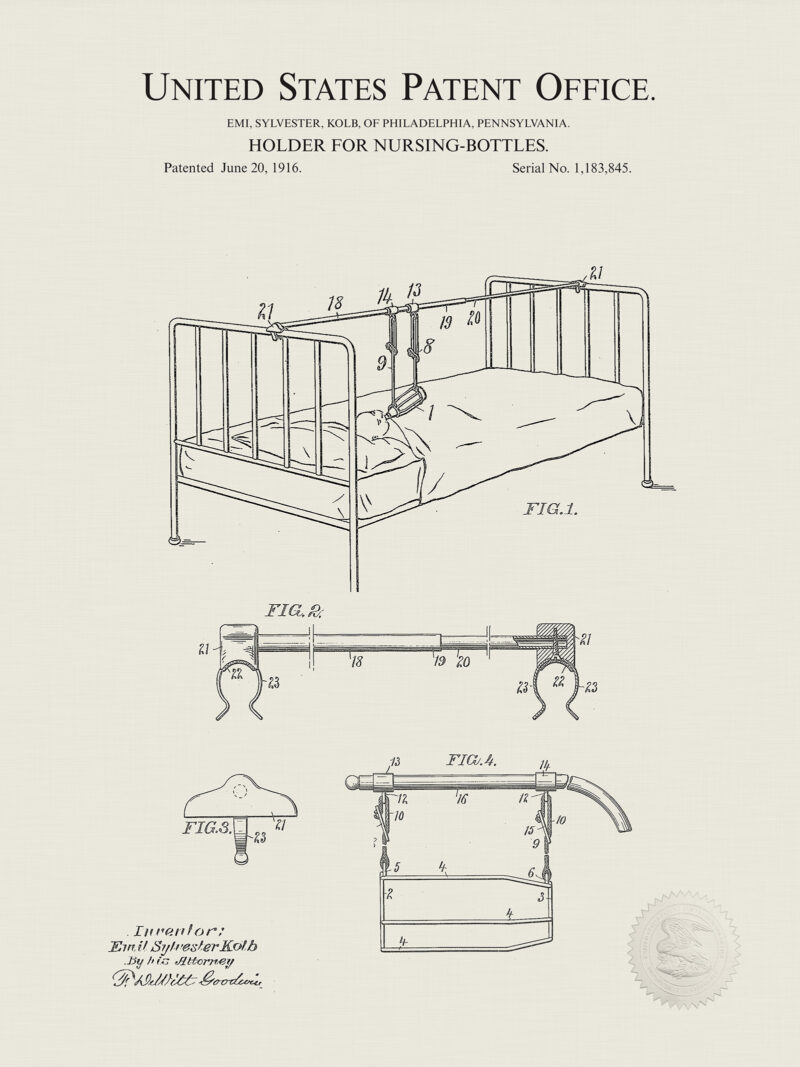 Baby Crib Bottle Holder | 1916 Patent