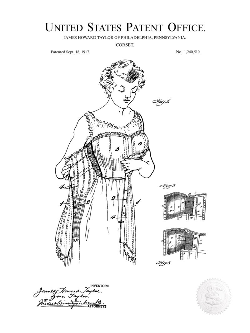 Vintage Corset Design | 1917 Patent Print