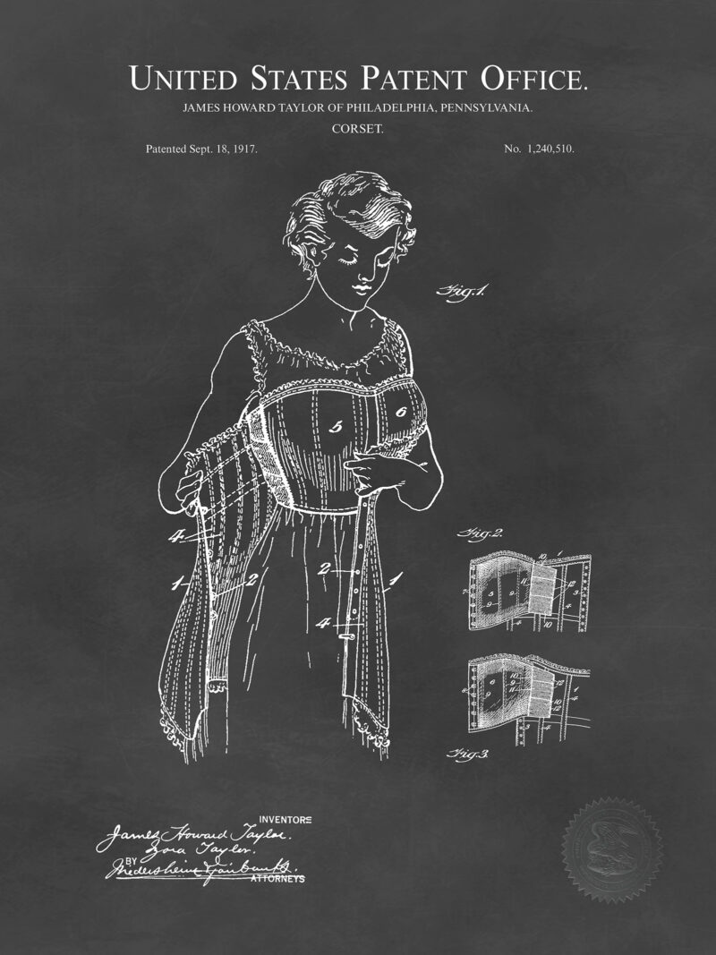 Vintage Corset Design | 1917 Patent Print