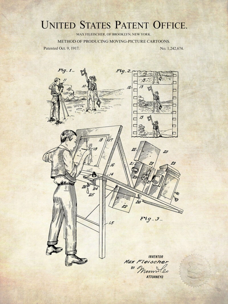 1917 Cartoon Method Patent | Vintage Animation Decor