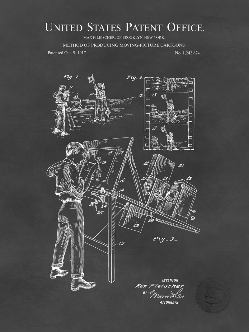 1917 Cartoon Method Patent | Vintage Animation Decor