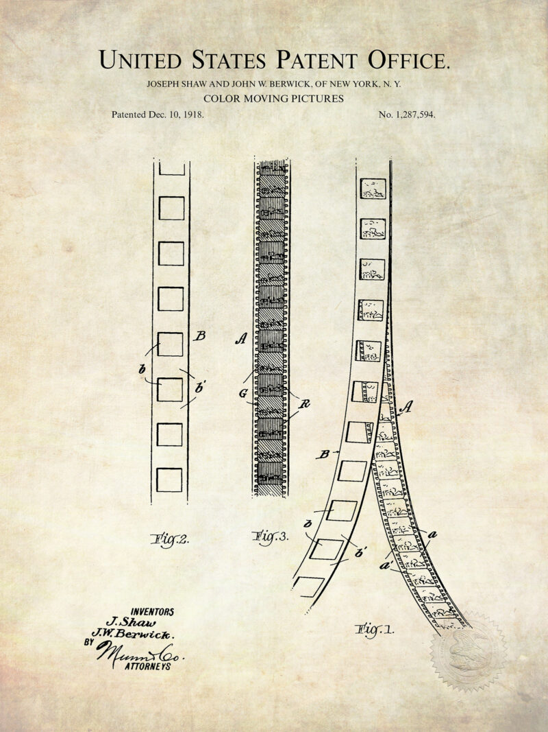 Color Film Invention | 1918 Patent Print