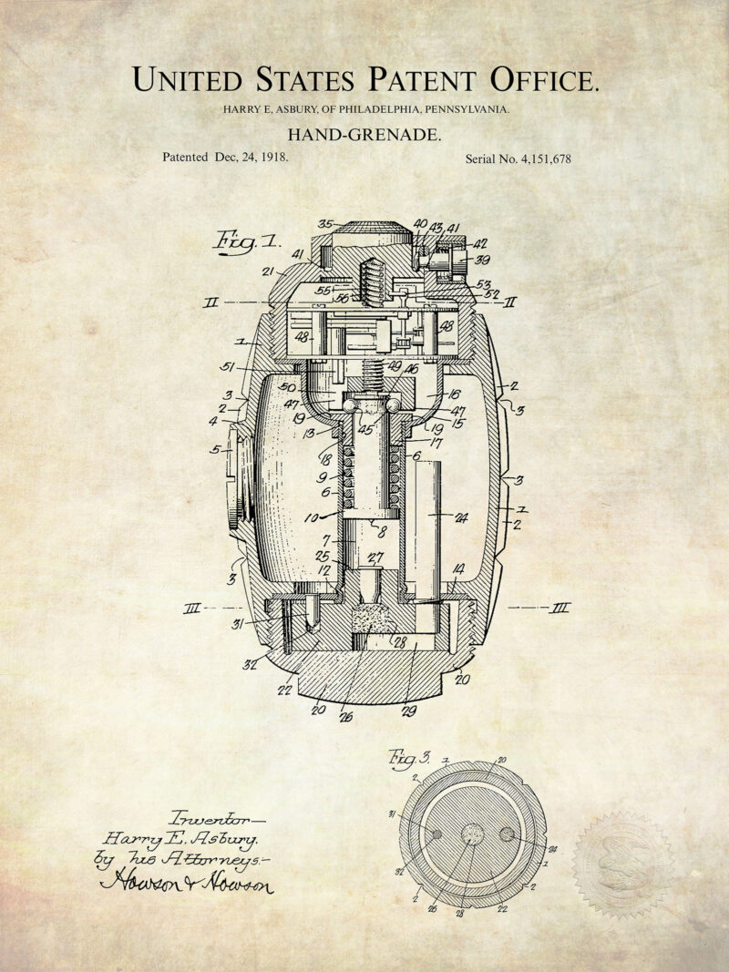 Hand Grenade Design | 1918 Patent