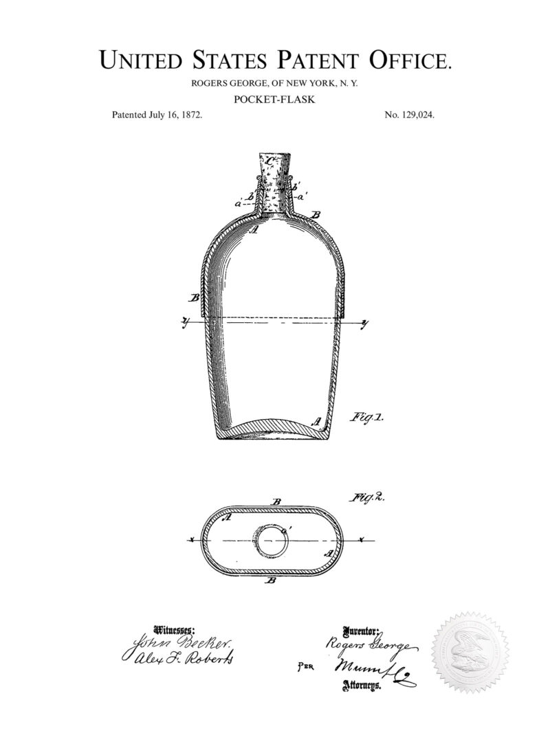 Pocket Flask | 1872 Whiskey Patent