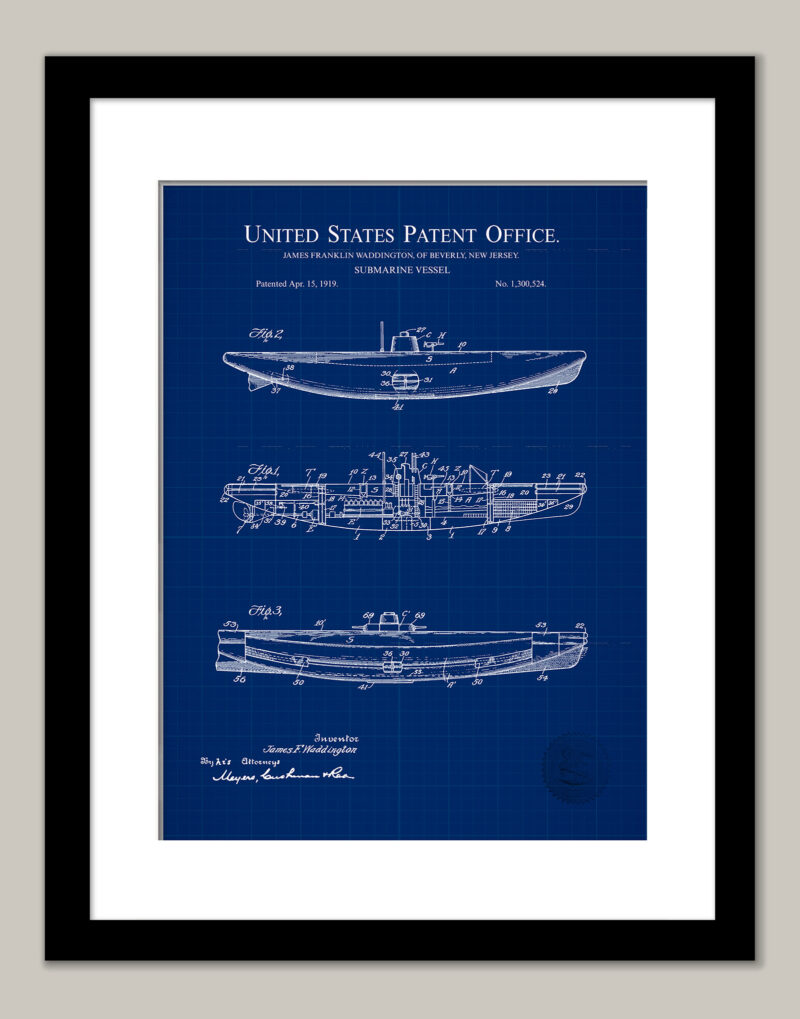 Submarine Design | 1919 Patent Print