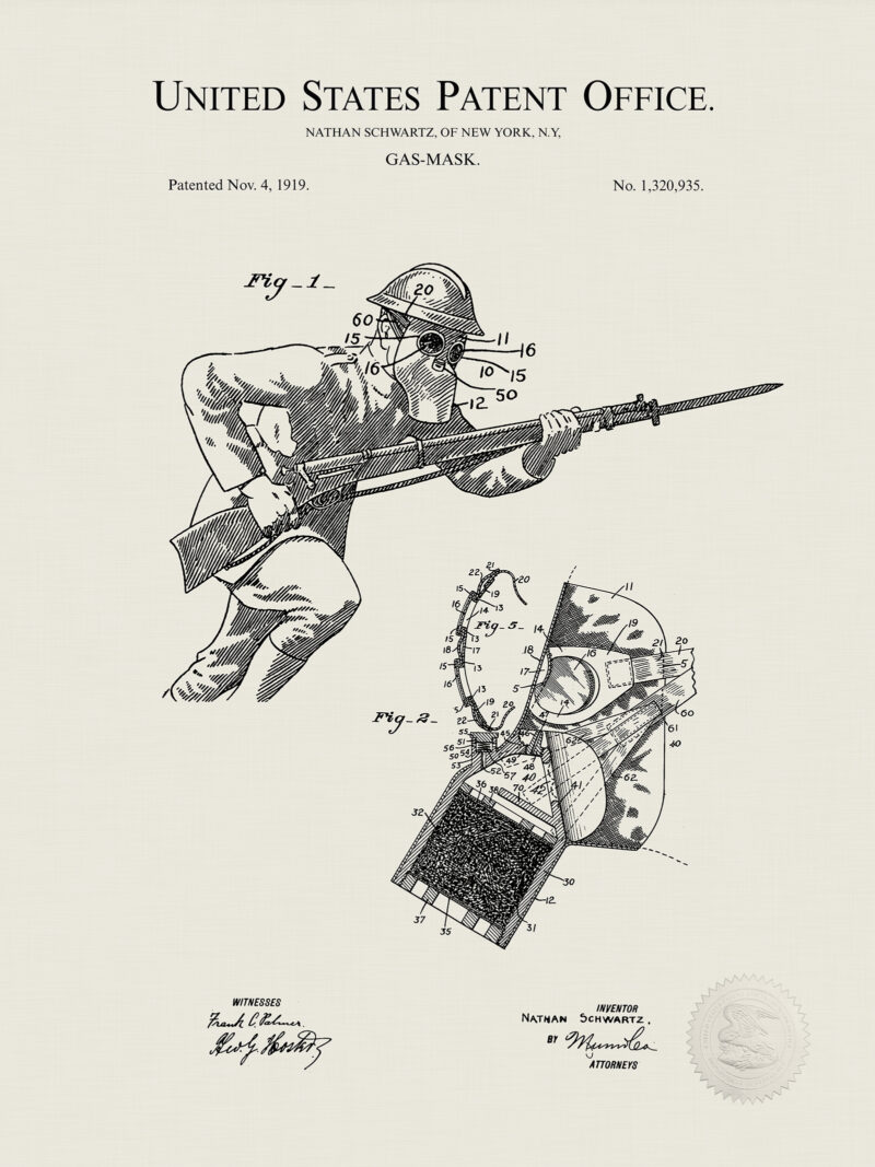 Gas Mask print | 1919 patent