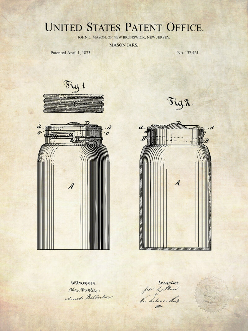Mason Jar | 1873 Patent Print