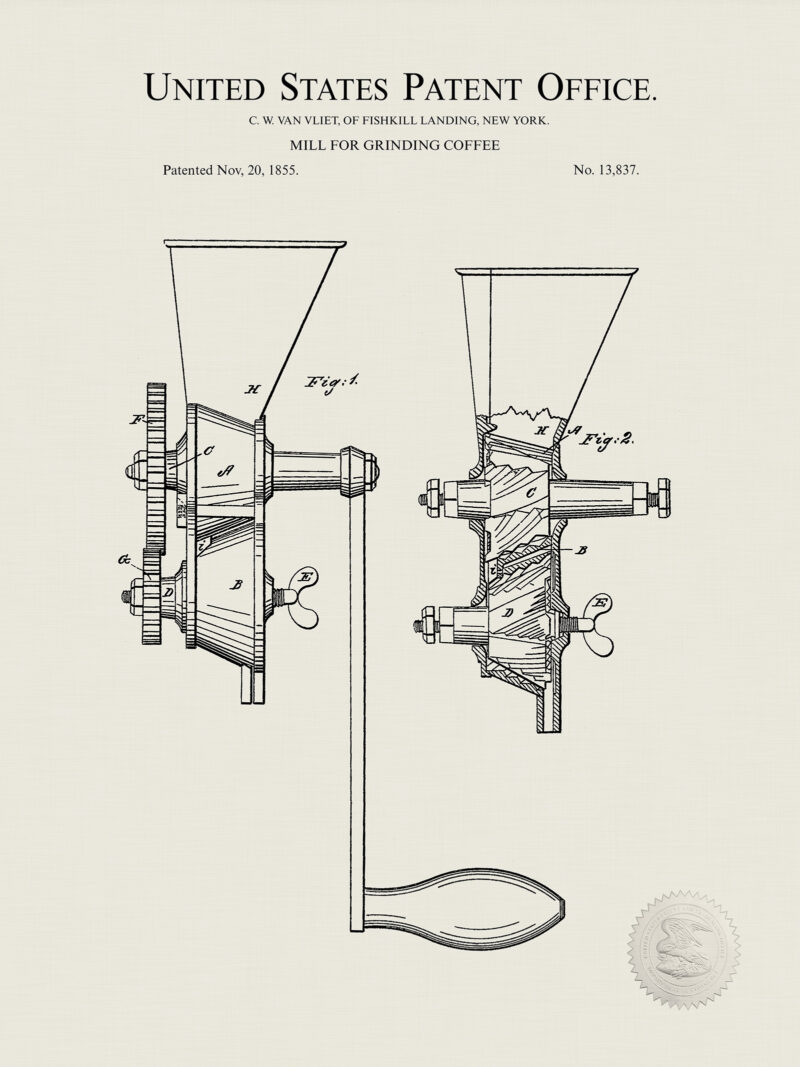 Vintage Coffee Mill Patent Prints