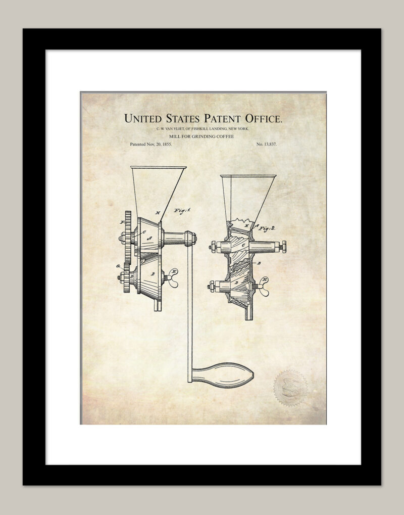 Coffee Mill Design | 1855 Patent Print