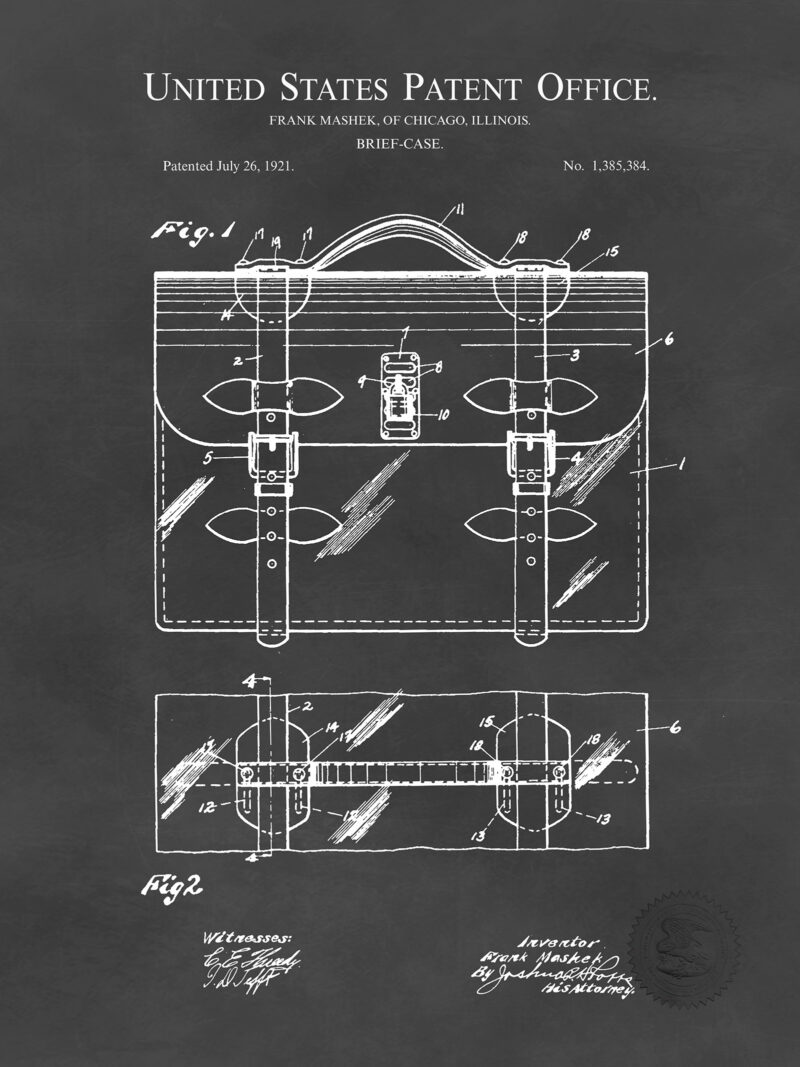 Vintage Brief Case | 1921 Patent Print