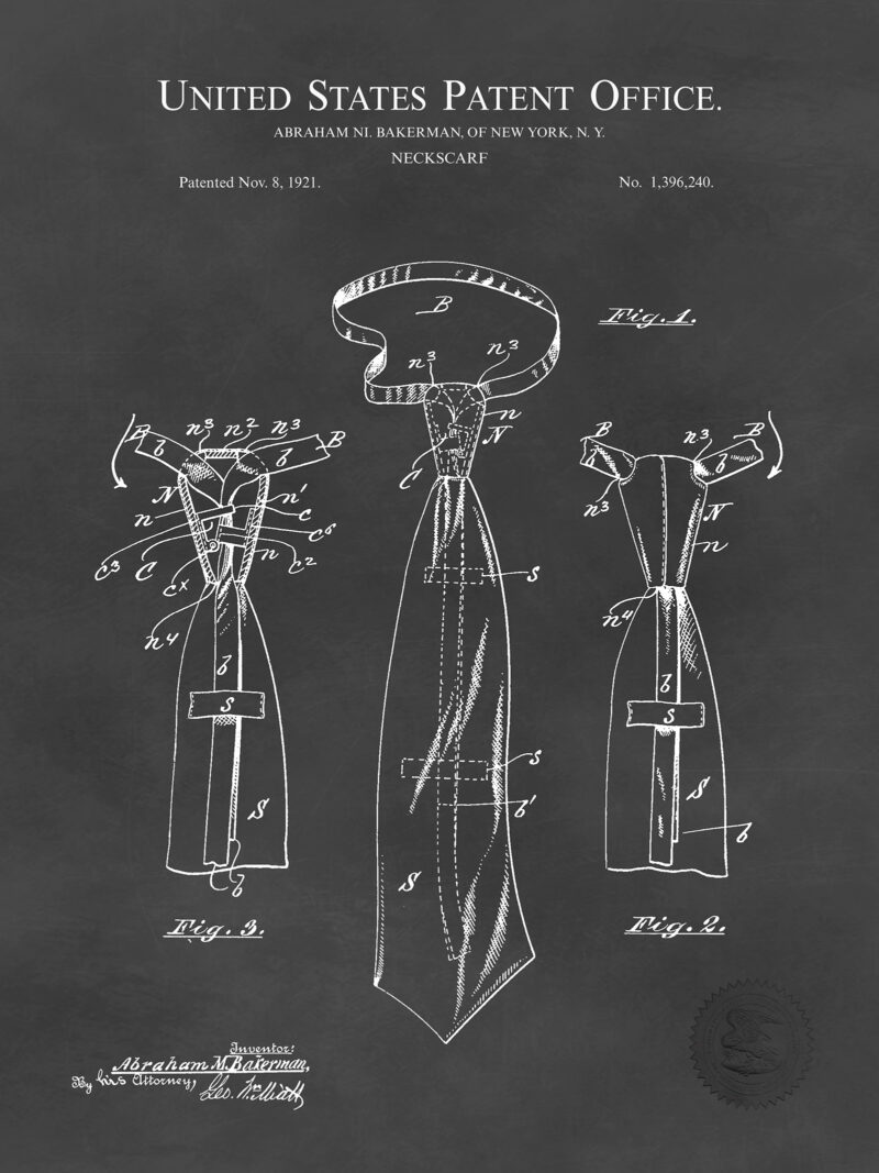 Neck Tie Design | 1921 Patent Print