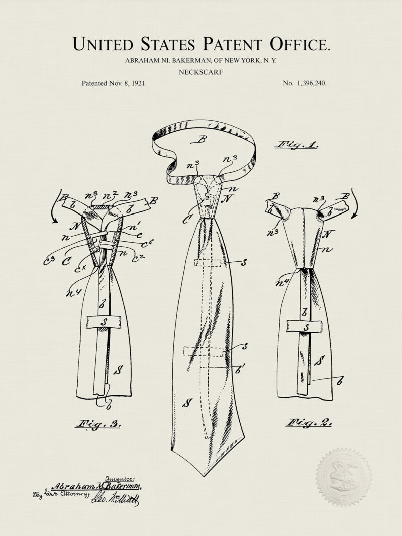 Neck Tie Design | 1921 Patent Print