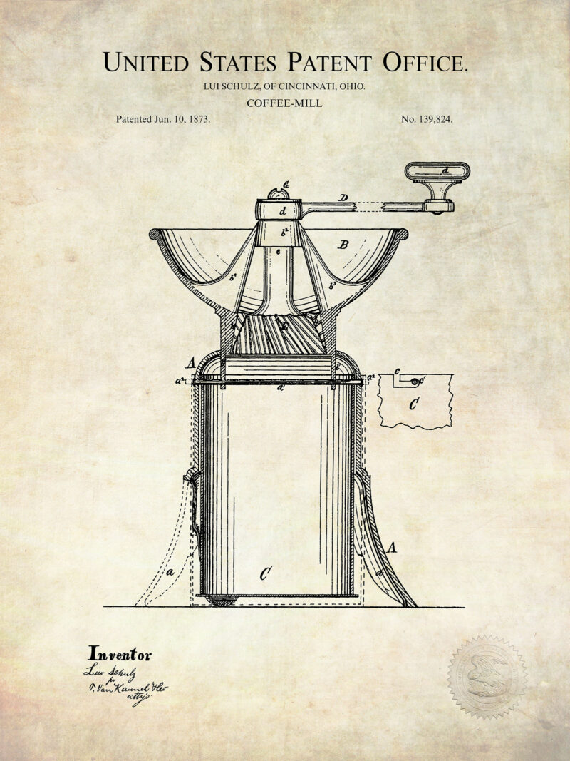 Vintage Coffee Patent Prints Set
