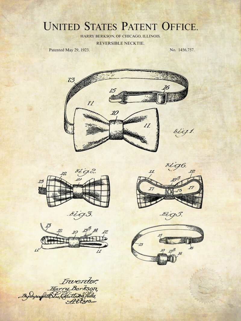 Vintage Neck Tie | 1923 Patent Print
