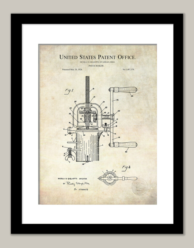 Pasta Maker | 1924 Patent Print