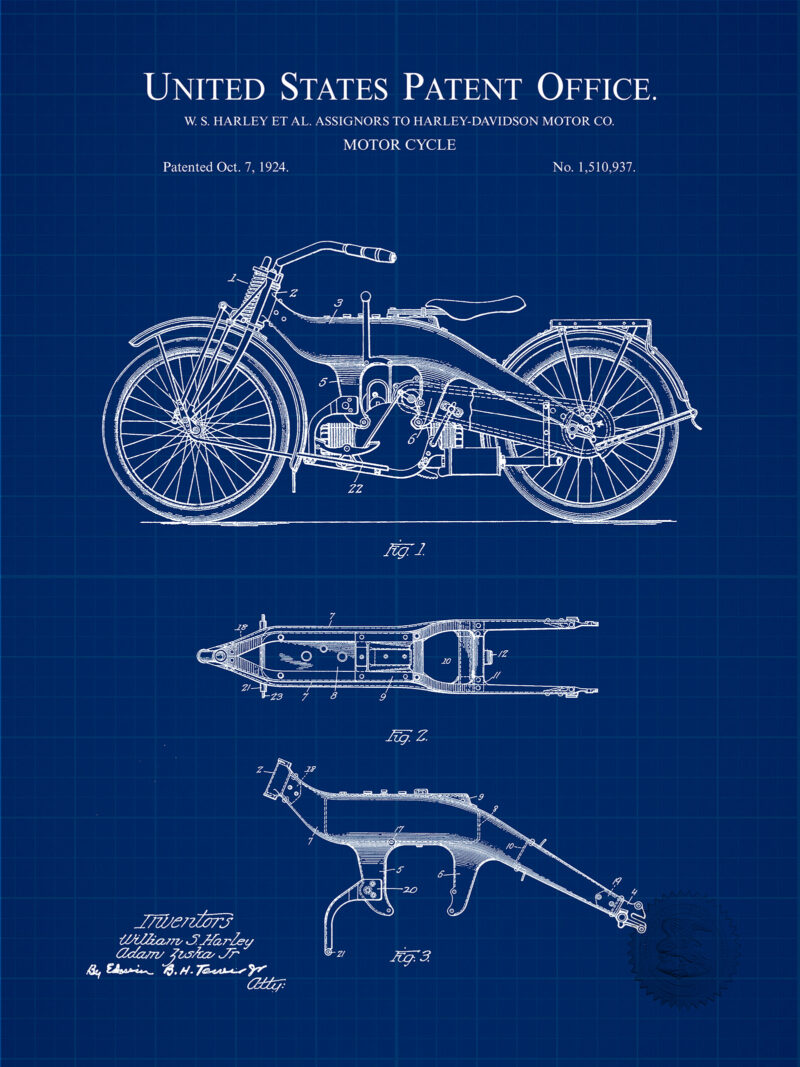 Harley Davidson Motorcycle | 1924 Patent
