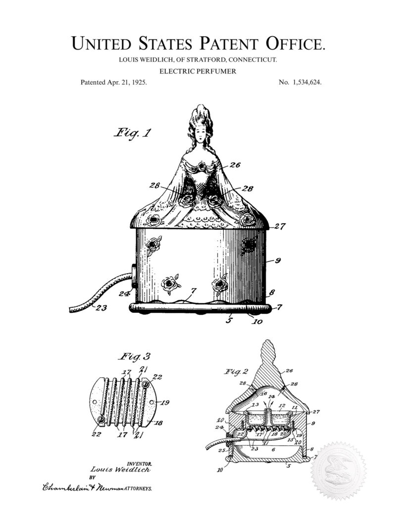 Electric Perfumer | 1925 Patent Print
