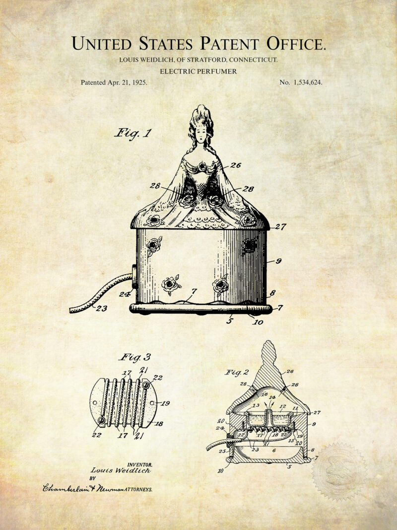 Electric Perfumer | 1925 Patent Print