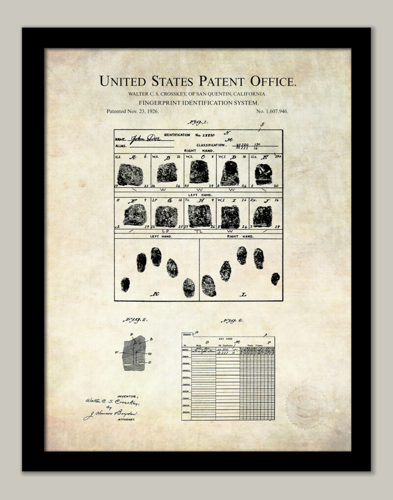 Fingerprint ID System | 1926 Patent Print