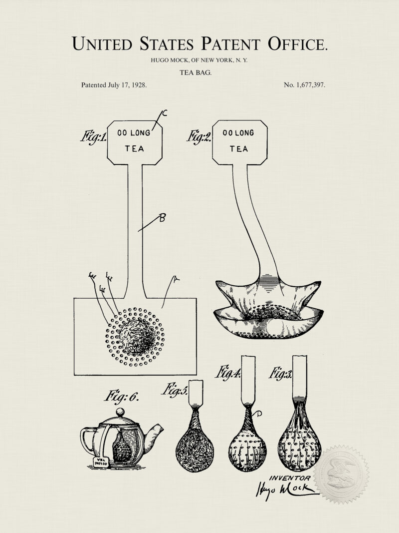 Vintage Tea Bag | 1928 Patent Print