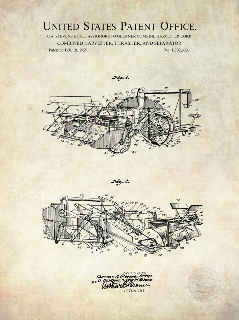 Vintage Gleaner Combine | 1929 Patent