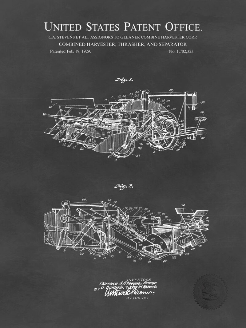 Vintage Gleaner Combine | 1929 Patent