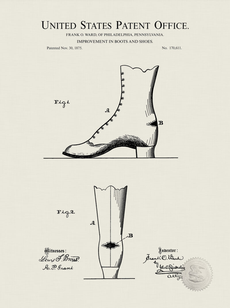Woman's Boot | 1875 Patent Print