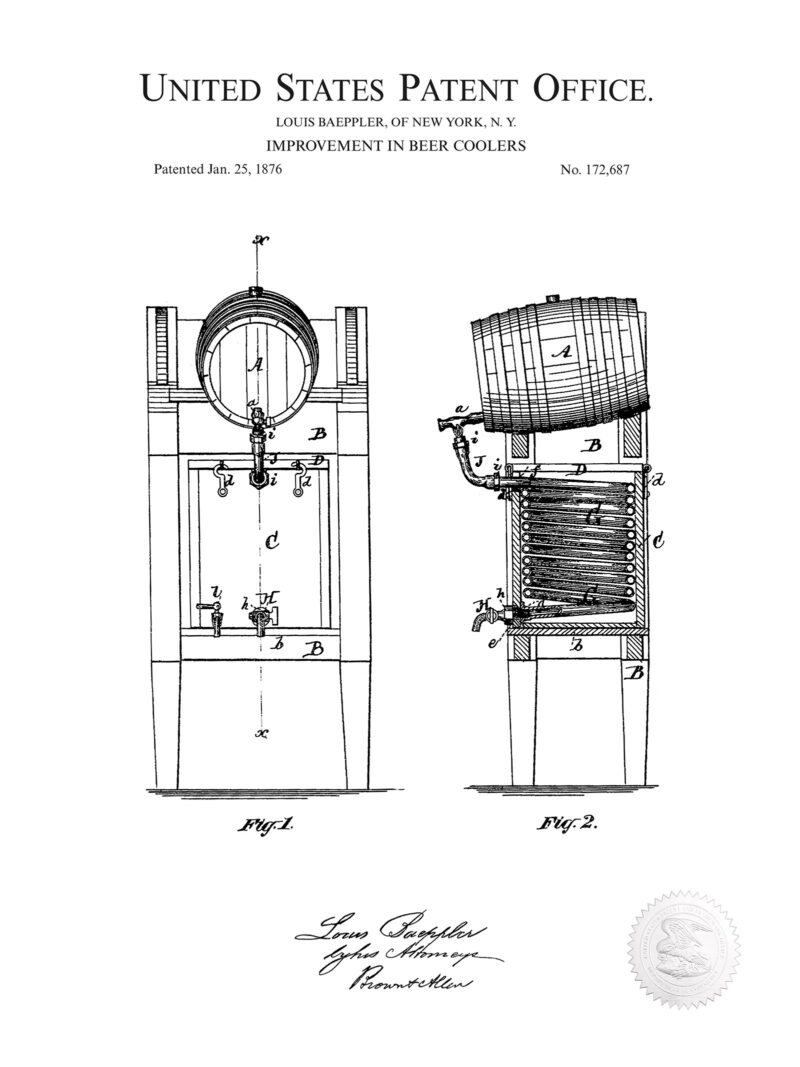 Beer Cooler Design | 1876 Patent