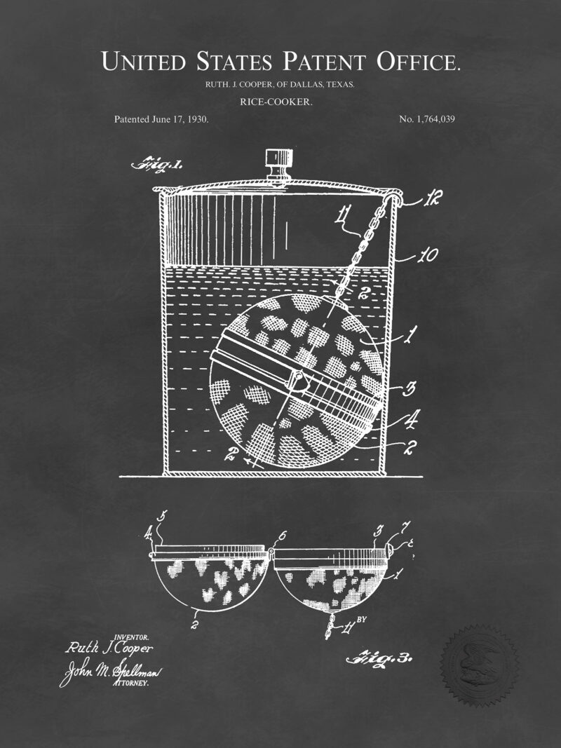 Vintage Rice Cooker | 1930 Patent Print