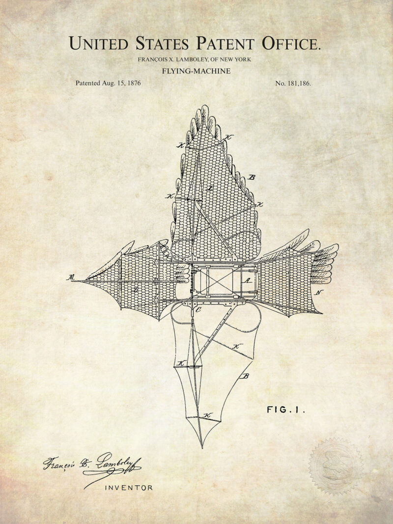 Early Flying Machine | 1876 Design