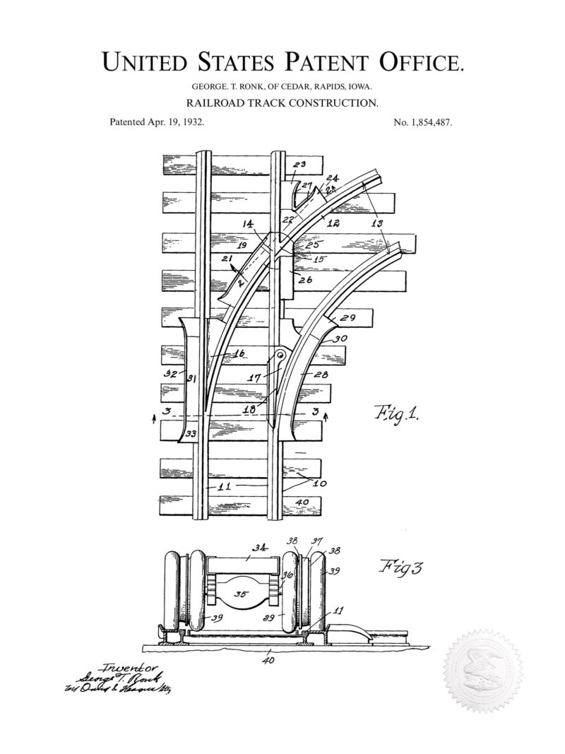 Railroad Track | 1932 Patent Print
