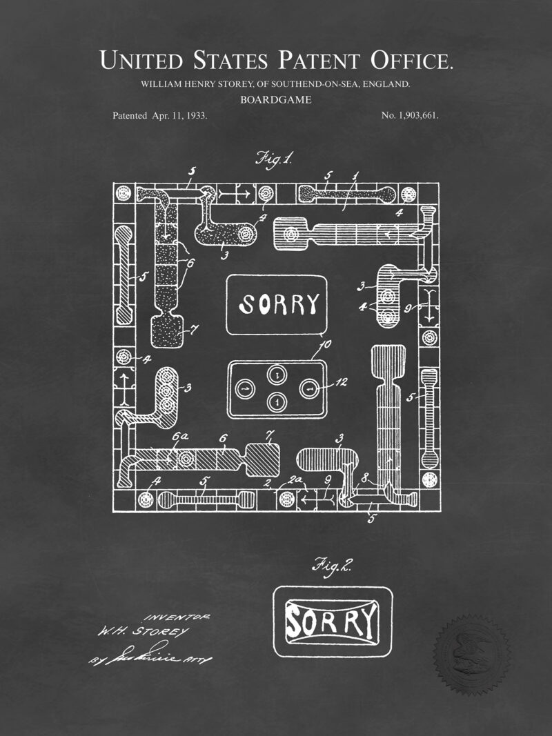 Sorry Game | 1933 Patent Print