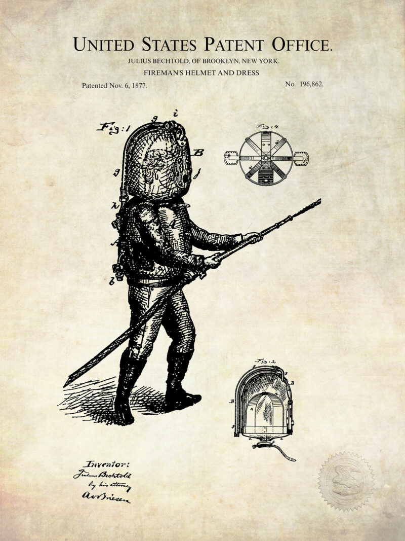 Early Firefighter Gear | 1877 Patent