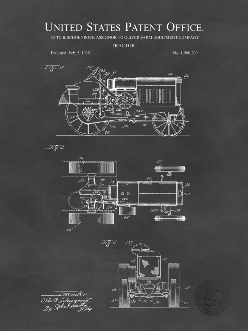 Oliver Tractor Print | 1935 Patent