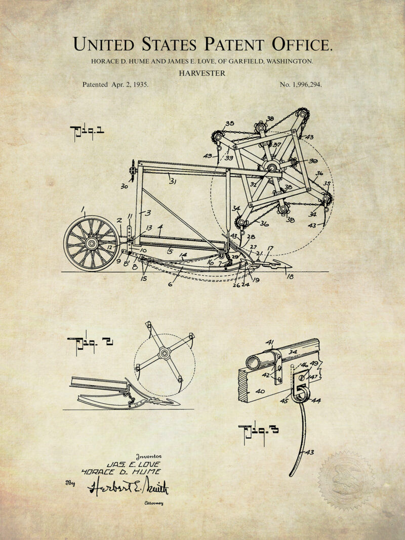 Vintage Combine Print | 1948 Patent
