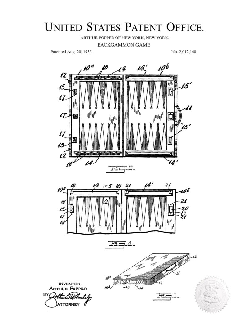 Backgammon Design | 1935 Game Patent