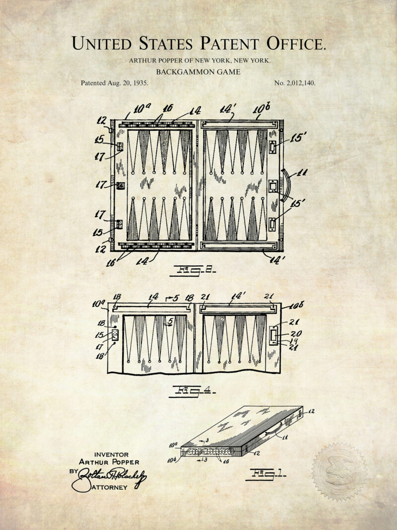 Backgammon Design | 1935 Game Patent