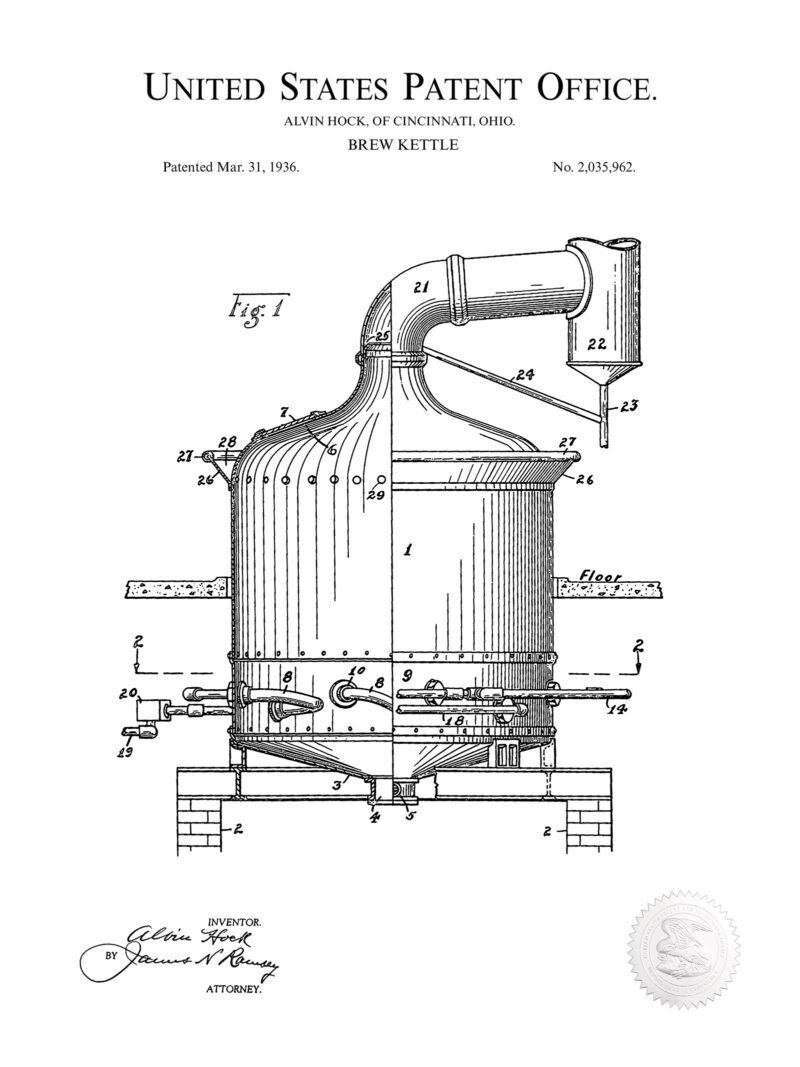 Beer Brew Kettle | 1936 Patent