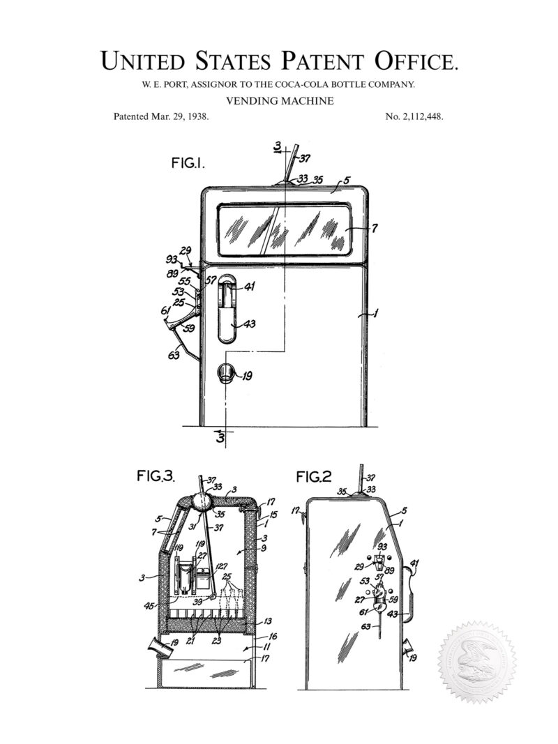 Coca-Cola Vending Machine | 1936 Patent